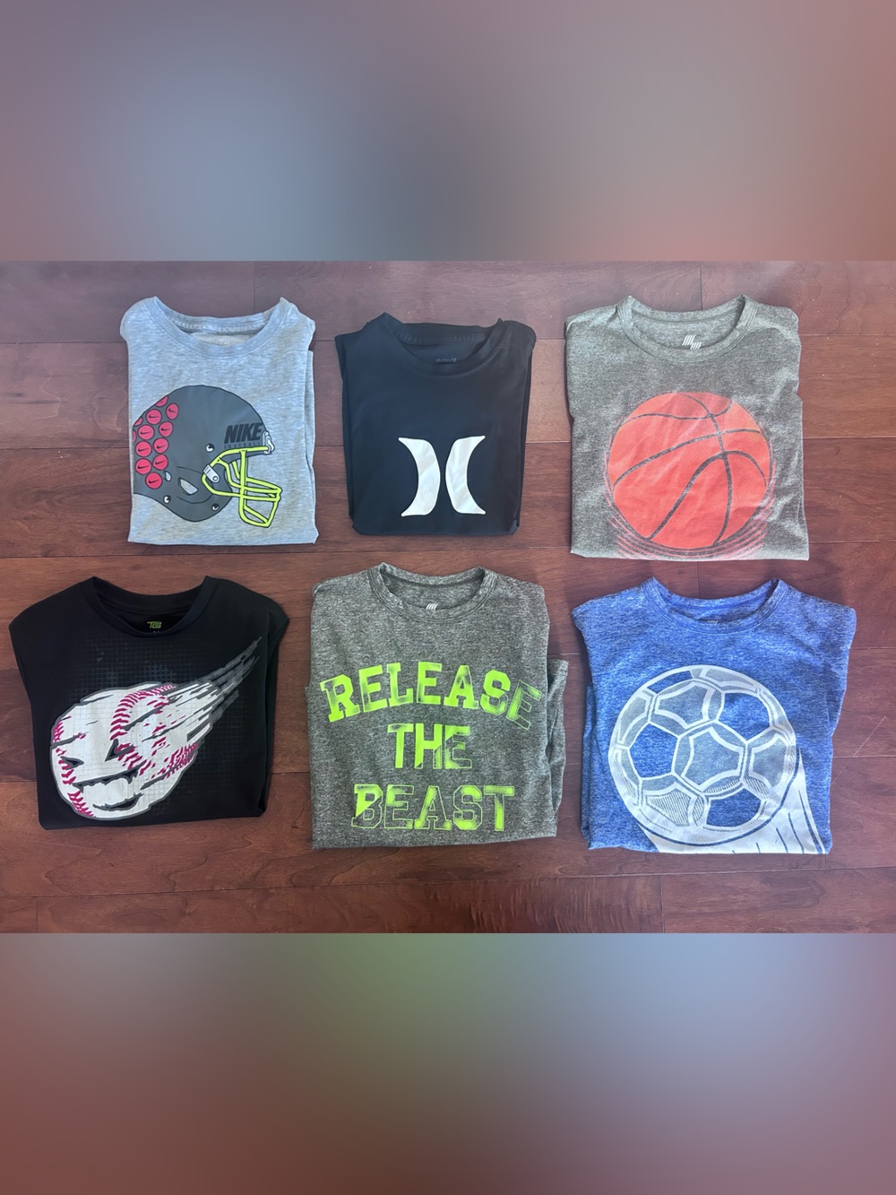 Boys t shirts size small Bundle lot of 6 athletic tops Nike Hurley